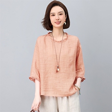 2025夏季纯苎麻简约气质宽松时尚休闲显瘦舒适上衣，女装衬衫，独衣靓