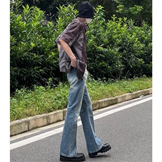 网图cleanfit裤子高街潮牌水洗微喇叭牛仔裤NZ05，男装牛仔裤，星座310A-4
