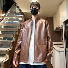 秋季情侣皮衣男休闲立领潮流皮夹克拉链外套A266-PY005-P85控138，男装夹克，电商A266