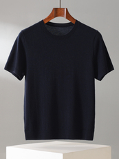 春季男士短袖t恤衫毛衣宽松五分袖针织纯色羊毛薄款上衣羊绒半袖，男装羊绒套衫，昭美纯山羊绒