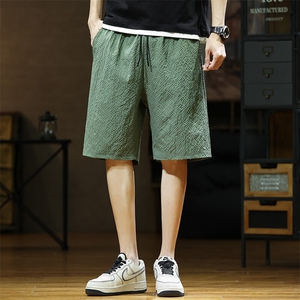 K5055-P25 控39 大码胖子泡泡格休闲运动短裤男图片
