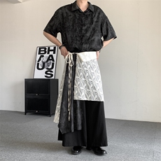 新中式白色网纱蕾丝一片式屁帘系带围裙时髦单品绑带围裙，腰带/腰封，星座909