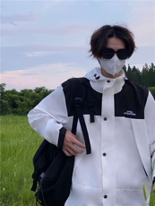 秋款工装连帽夹克潮流拼色宽松百搭户外冲锋衣外套JKS01-P65，男装夹克，星座1007（原301D）