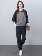 品牌专柜款春装新款韩版大码拼色两件套运动服休闲套装，女装套装/套裙，忆绮罗