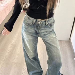 高腰微喇牛仔裤女2026年夏季新款美式辣妹弹力修身显瘦垂感拖地裤图片
