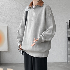 8XL-M立领半拉链毛衣男大码慵懒风宽松日系针织衫外套MY19002P78，男装针织衫/毛衣，电商B312