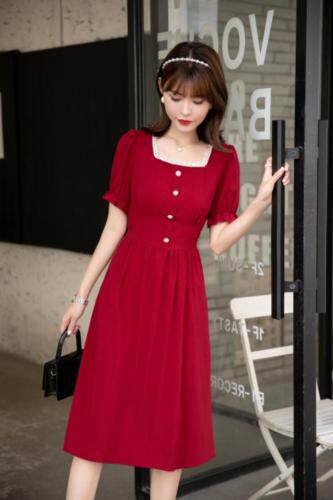 夏季新款连衣裙，女装连衣裙，红 日