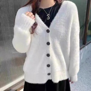 M34-P60 美式潮牌针织开衫外套男2025春秋冬季V领毛衣慵懒风图片
