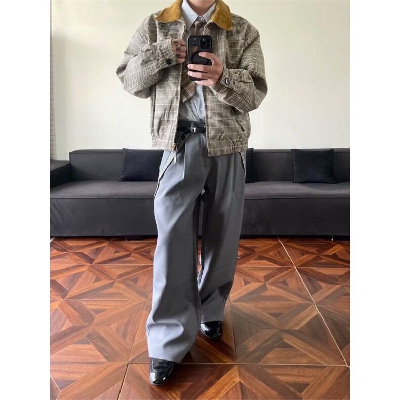 网图老钱风cleanfit千鸟格拼接TR混纺休闲裤CK856/特P52,男装休闲裤,电商B350