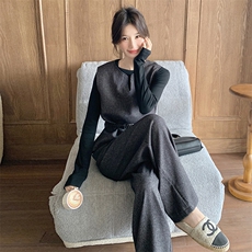 【春款新品现货】法式三件套打底+马甲+长裤088-7721p175k238，女装套装/套裙，2C088