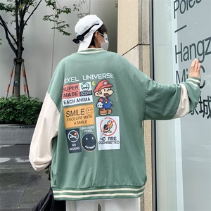 春秋季情侣运动夹克外套美式复古潮牌棒球服上衣男 W4867-P40图片