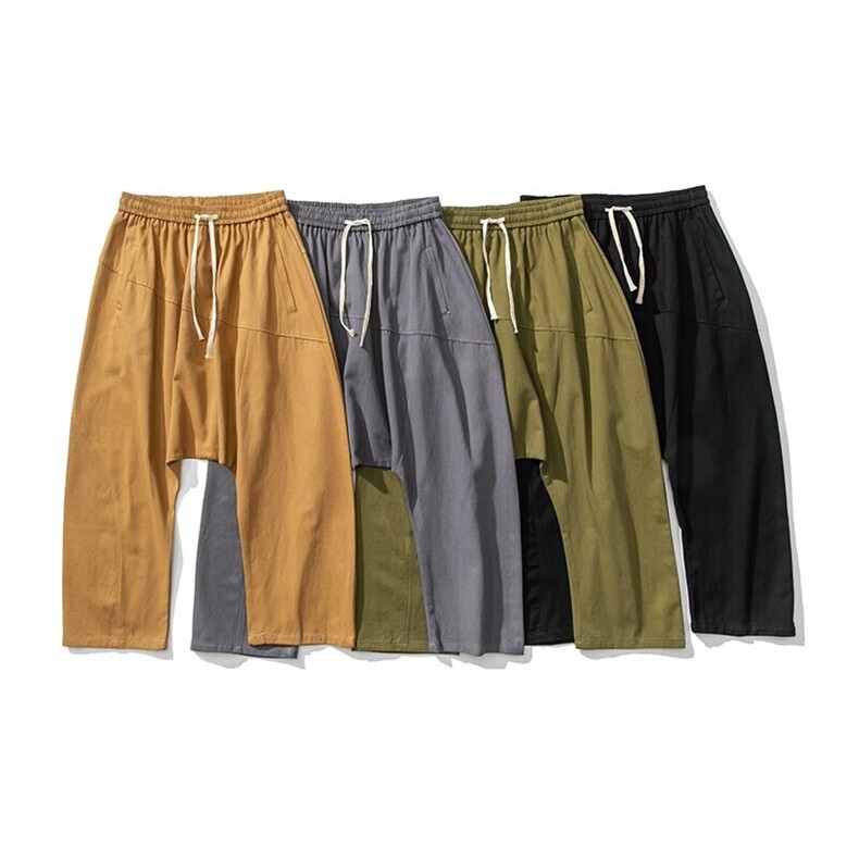 白底平铺春夏大码日系工装哈伦垮裤港风垮裤休闲裤男女K278/P60,男装休闲裤,钱塘713