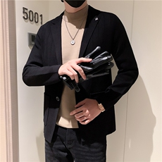 冬季暗条毛衣西装外套新品轻奢帅气时尚翻领针织衫P155控215元，男装针织衫/毛衣，星座1116A-2（原606A-1）