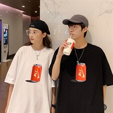 夏季可乐印花情侣三色宽松T恤A071-5504-P25（控38），男装T恤，电商A071