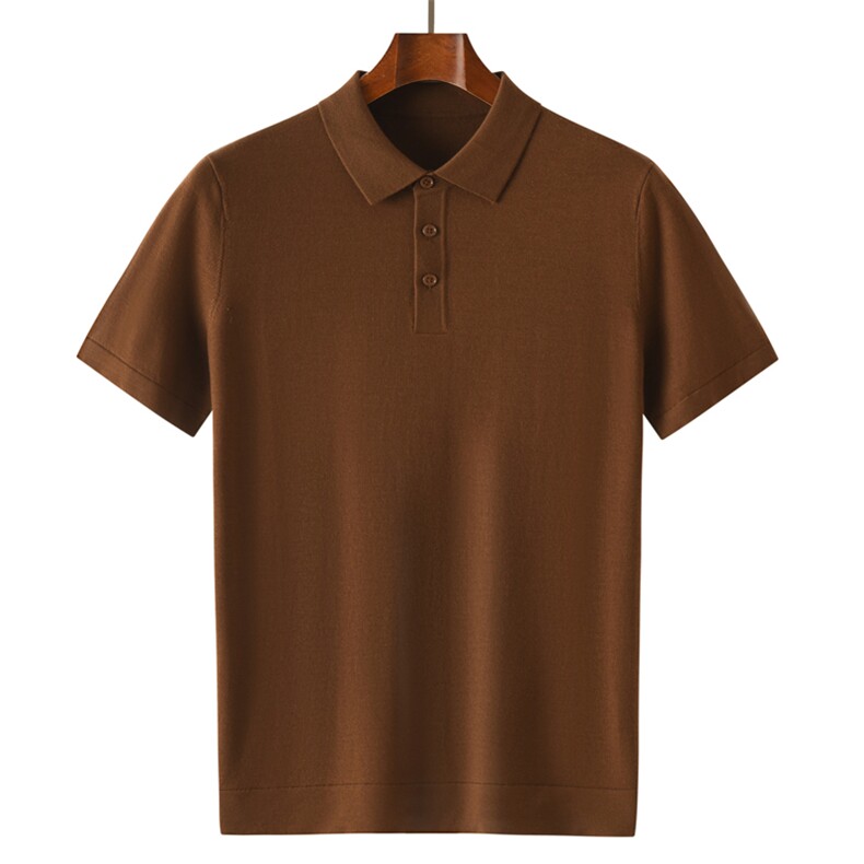 羊毛短袖T恤男士POLO领商务针织套头毛衣，男装羊毛衫，昭美纯山羊绒