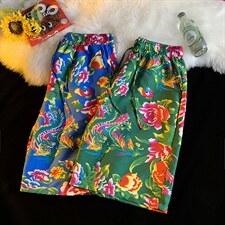 DK2009中性风风男女情侣团队服休闲短裤大花裤沙滩裤东北花，男装牛仔裤，星座115A-1