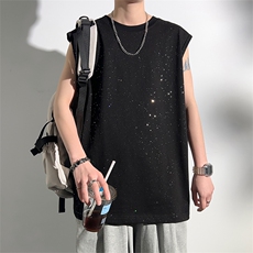 港风冰感无袖T恤ins宽松百搭满天星背心TC3183-P20，男装背心/马甲，星座717