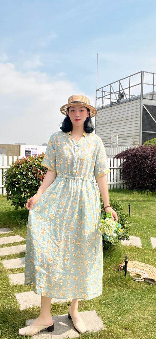 纯苎连衣裙小衫裤子裙子衬衣 时尚风 风淑女风休闲，女装连衣裙，川哲