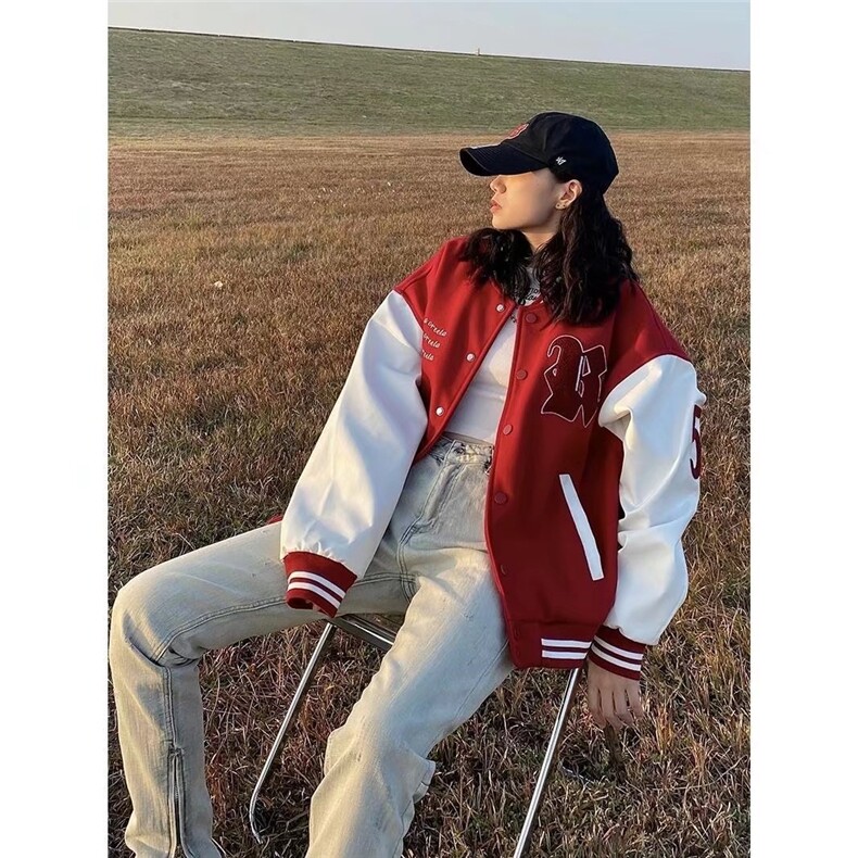 美式复古字母刺绣高街vibe风棒球服夹克男情侣外套218-8WT963P65,男装夹克,星座218-8