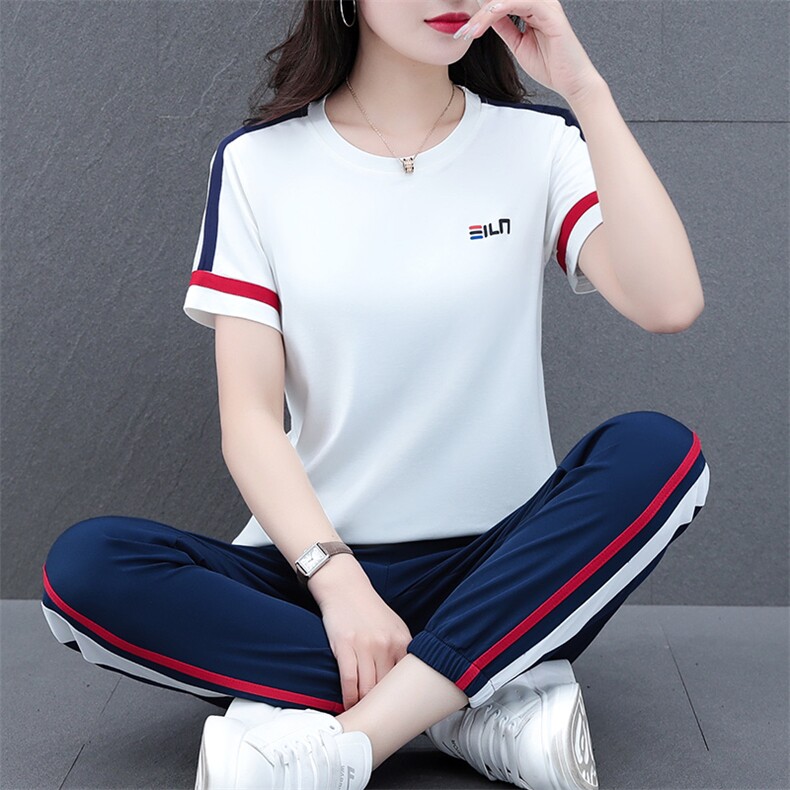 燕颉运动服套装女夏季薄款时尚宽松冰丝短袖洋气休闲两件套夏天，女装运动套装，燕颉服饰