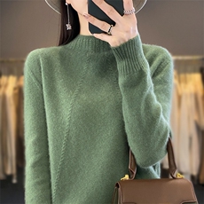 半高领毛衣女秋冬新款时尚纯色简约百搭羊毛针织衫，女装羊毛衫，暖圣羊羊绒