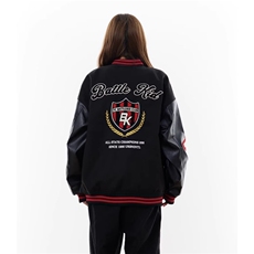 美式复古徽章字母印花潮牌外套女秋季学院风宽松休闲棒球服，女装短外套，星座1210-1