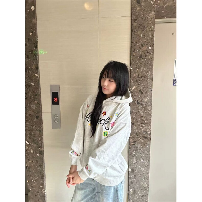 5345-P53原版刺绣/袖口有绣/后包领情侣款休闲卫衣薄款,女装卫衣/绒衫,星座617A-2