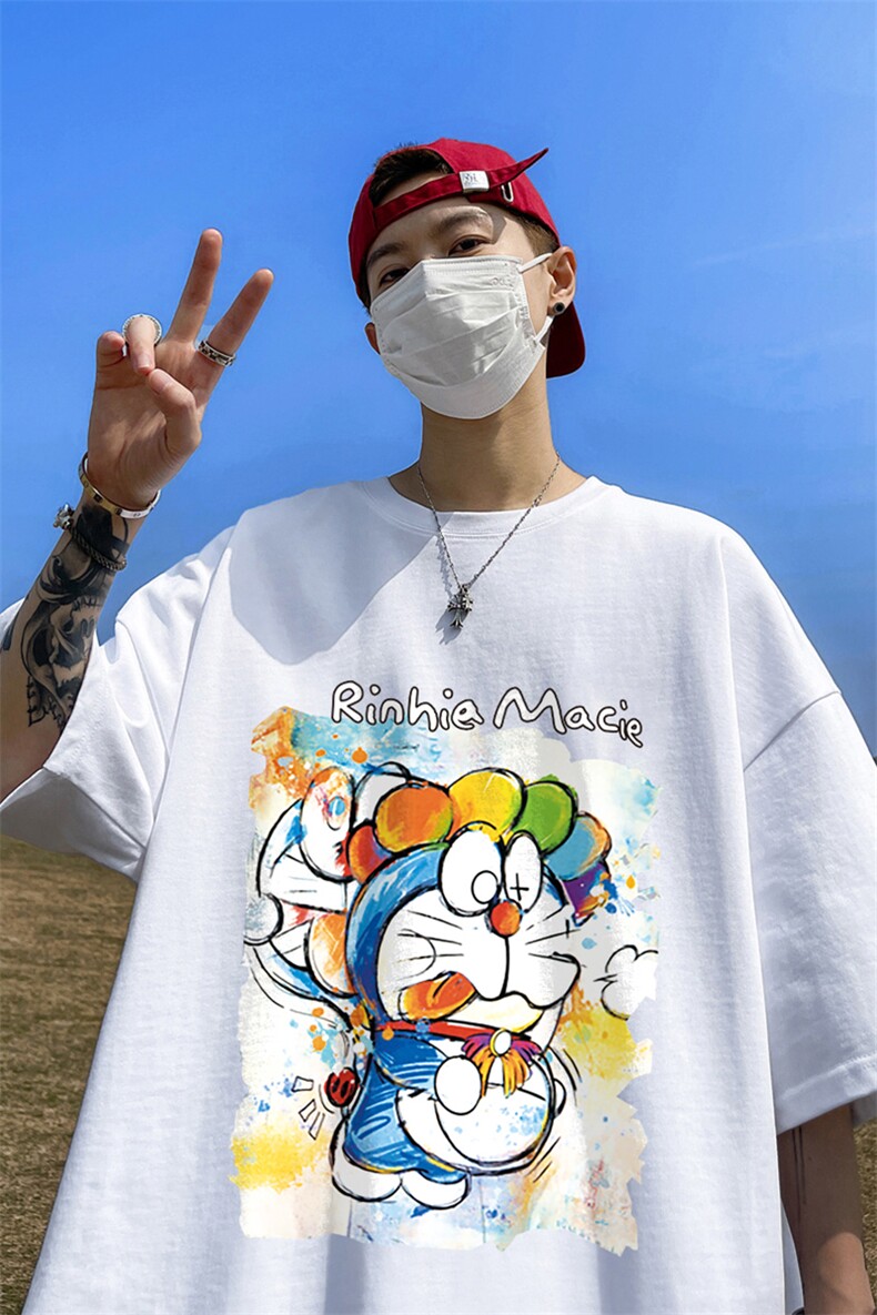 卡通印花青少年短袖t恤男夏季港风宽松大码小清新情侣五分袖体恤,男装T恤,星座508（原C305）