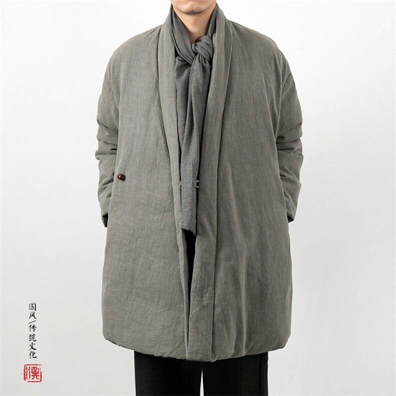 冬装新款风新中式棉麻棉袄男士改良汉服棉衣外套图片