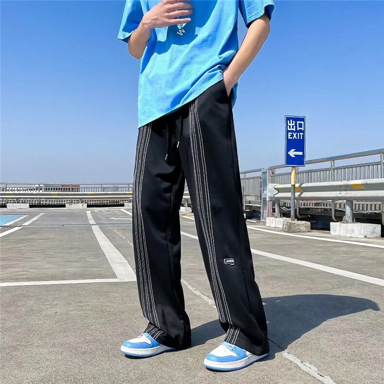 2022夏季美式hiphop条纹休闲运动裤男K924P30图片