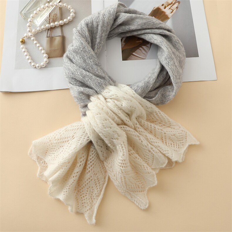 纯色镂空薄款围巾针织35%柔软舒适经典百搭，围巾，喜润羊绒