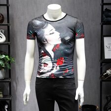 2021夏季新款美女图案男短袖长裤套装钱塘3029-CZ99假模，男装套装，钱塘6006(原3029)
