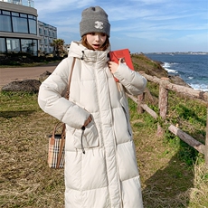 【新款现货】白色90白鸭绒长款连帽韩系羽绒服3370款P365K548，女装羽绒服，2C316