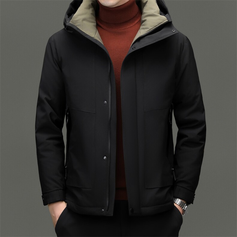 冬季白鸭绒羽绒服户外男短款加厚面包服连帽保暖高级外套男士潮服,男装羽绒服,钱塘6003（原4033）