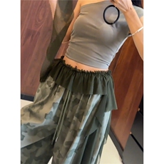 港风秋款男女迷彩裤飘带拼接直筒长裤h5336P48，男装休闲裤，星座1013-1