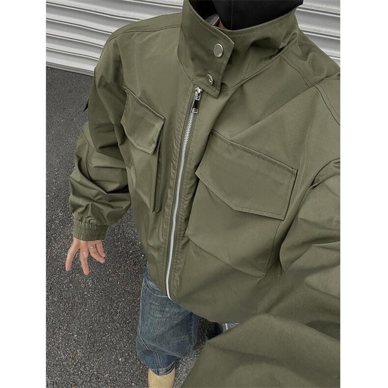 美式复古轻骑兵工装夹克男款春秋季潮牌短款立领外套JK7016，男装夹克，星座208-5