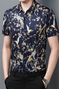2023新品短袖衬衫中年男士夏季宽松商务休闲时尚男士免烫打底衬衣图片