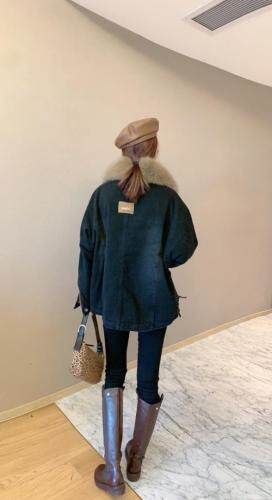 狐狸毛领中长款派克服，女装，肆尔