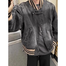 美式复古宽松水洗牛仔外套短款棒球服夹克休闲百搭夹克HH8348P80，男装工装外套，星座1013-5