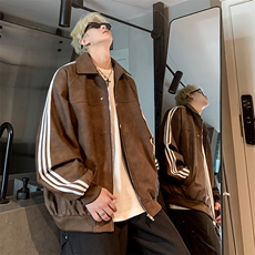 JK8818-P68美式复古cleanfit高级感PU皮条纹夹克外套，男装夹克，星座1503
