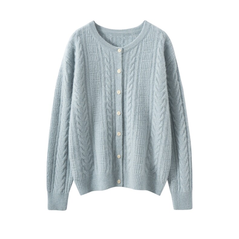 2025春秋新款羊绒衫女100山羊绒纯色V领针织衫不对称绞花设计打底，女装羊绒衫，雪山红莲