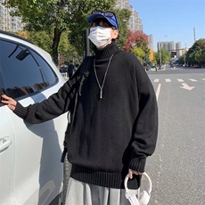 高领毛衣男针织打底衫长袖宽松复古纯色百搭情侣外套M8088-p40，男装针织衫/毛衣，星座1008