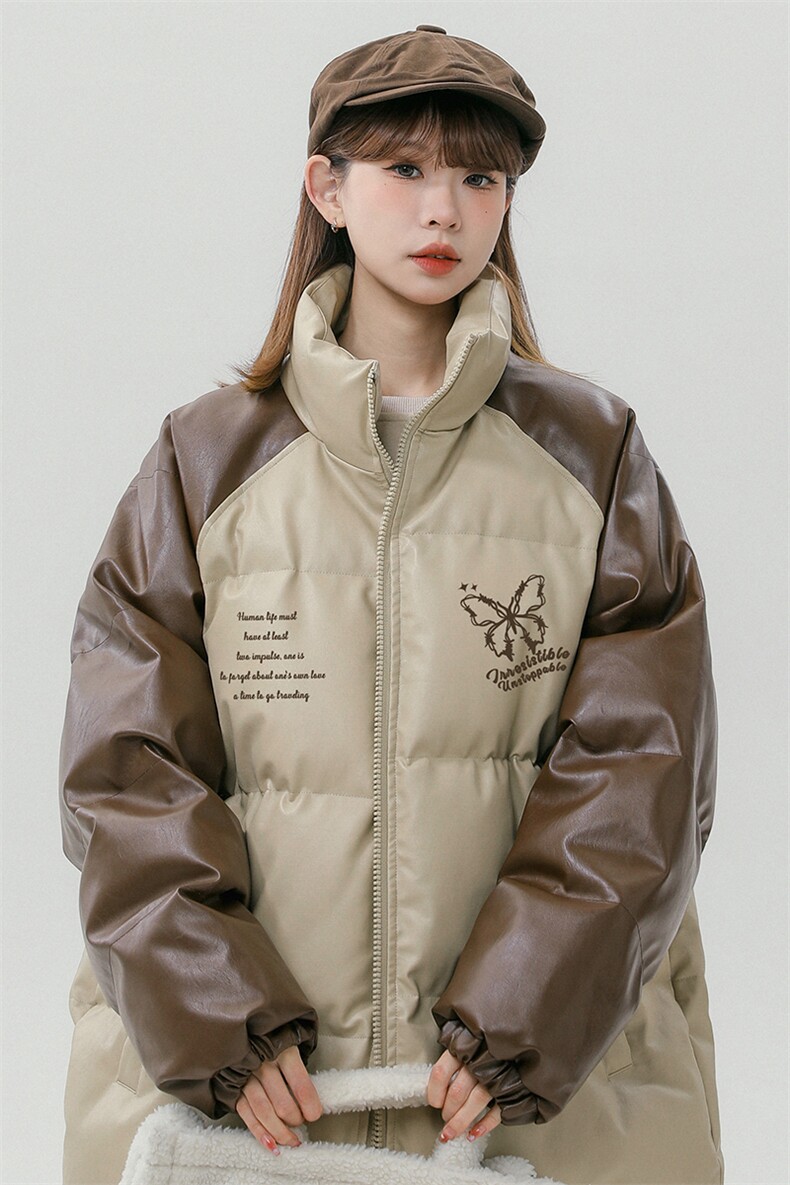 中性风23新款冬季时尚百搭PU皮加厚棉服外套MY65203P125控168,男装棉衣,电商A268