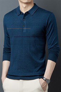 秋季男装翻领羊毛打底衫春秋新款毛衣中年男士长袖时尚百搭针织衫图片