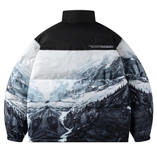 新款水墨画撞色落肩立领加厚保暖面包服羽绒服夹克外套6587-P150，男装夹克，星座1210B