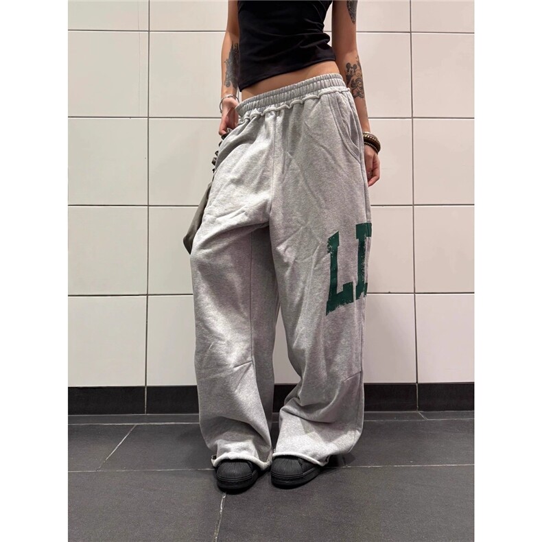 秋季青年休闲裤子男女宽松显瘦直筒百搭运动裤港风卫裤WL9043-P41图片