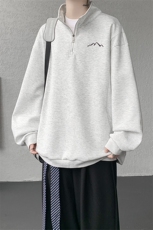 WY10146-特P47加绒特批57重磅曼巴棉半拉链刺绣大码休闲卫衣男，男装卫衣，电商A059