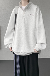 WY10146-特P47 加绒特批57 重磅曼巴棉半拉链刺绣大码休闲卫衣男图片