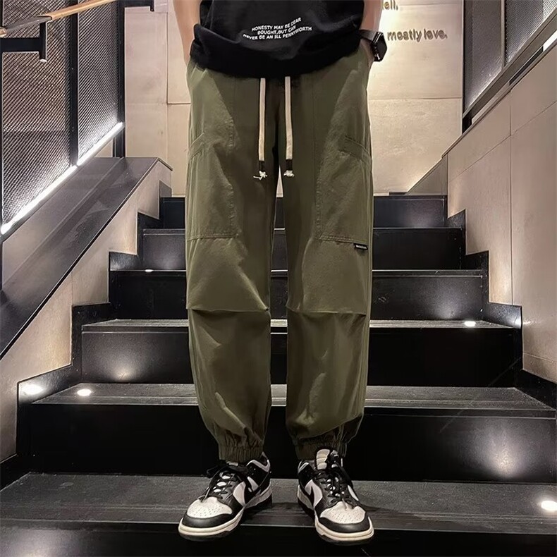 工装休闲裤男港风潮流贴标痞帅2026夏季新款ins束脚裤K3660-P39,男装工装外套,星座412