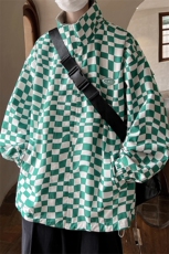 港风两面穿夹克男大码M-5XL格子PU皮鳄鱼纹皮衣男JK8753P110控149，男装夹克，星座227-7